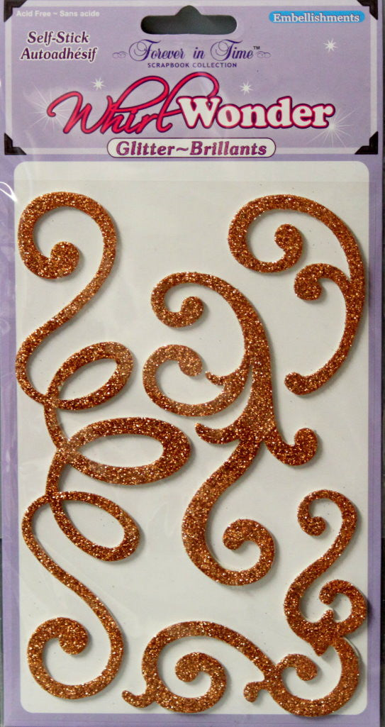 Forever In Time Whirl Wonder Light Copper Glitter Self-Adhesive Embellishment Stickers - SCRAPBOOKFARE