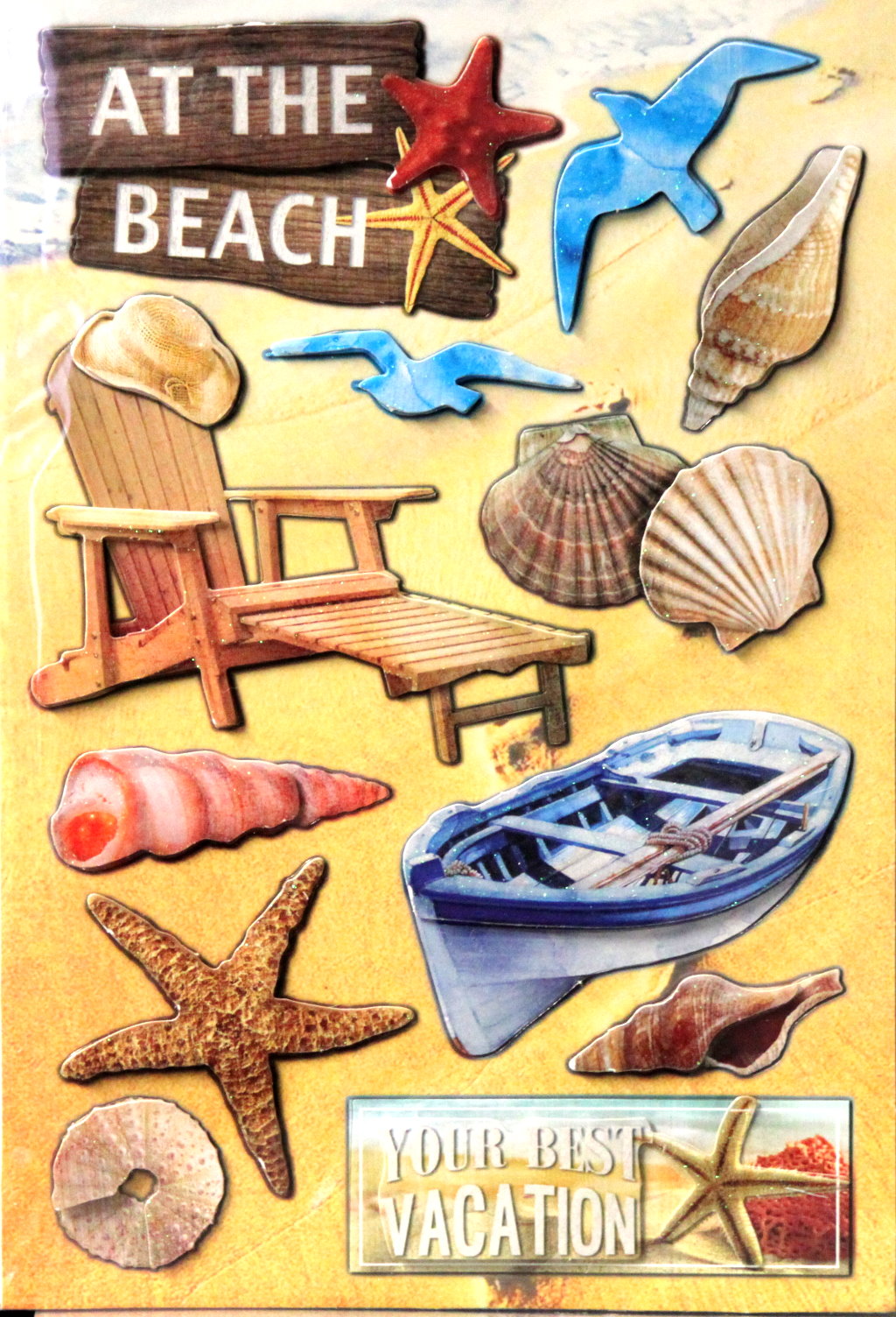 Premium At The Beach Dimensional 3-D Glittered Scrapbook Stickers