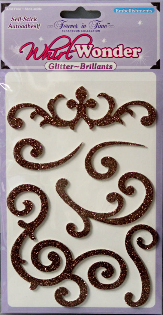 Forever In Time Whirl Wonder Dark Copper Glitter Self-Adhesive Embellishment Stickers - SCRAPBOOKFARE