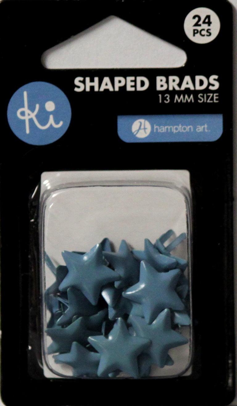 Ki Blue Star Shaped Brads Embellishments - SCRAPBOOKFARE