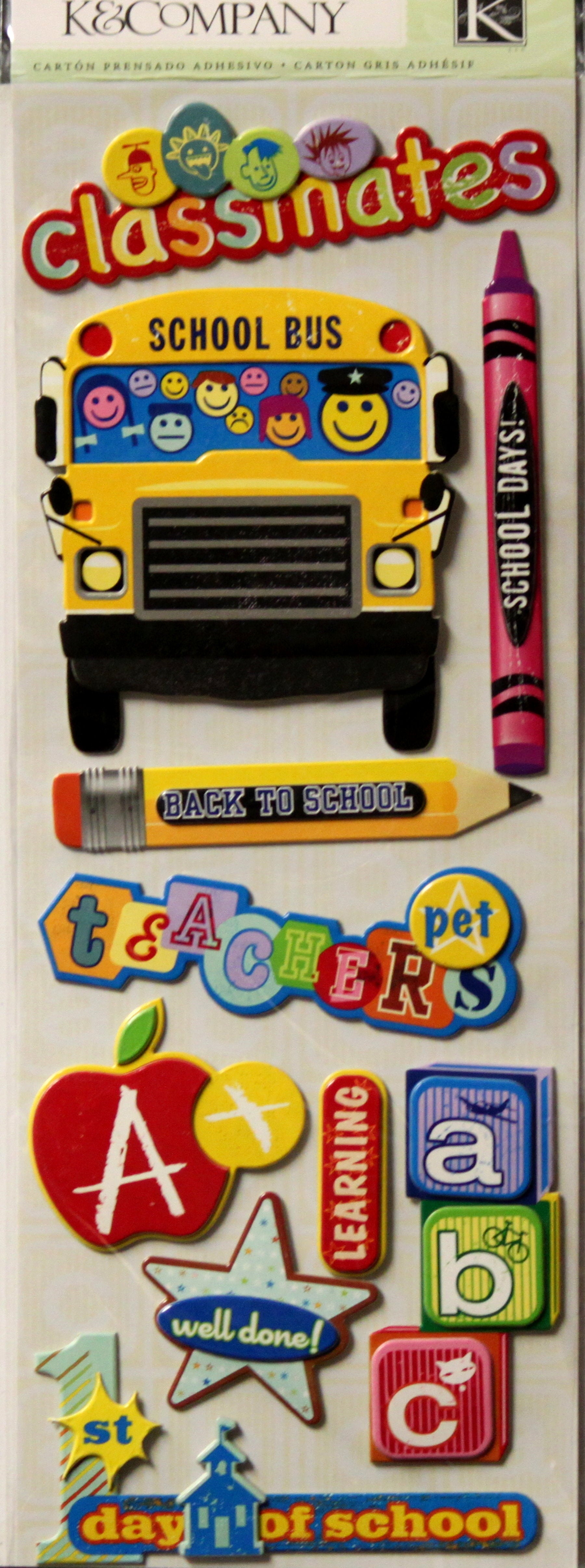 K & Company Peter Horjus School Days Adhesive Chipboard Dimensional Stickers