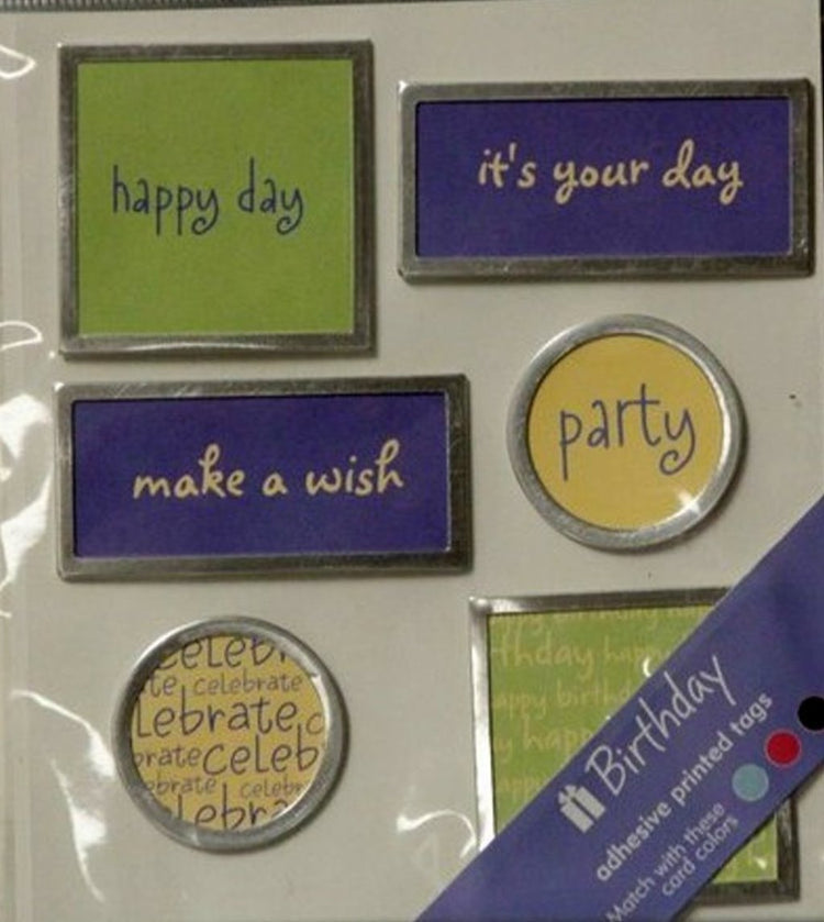 JoAnn Craft Essentials Birthday Adhesive Printed Rim Tags Embellishments