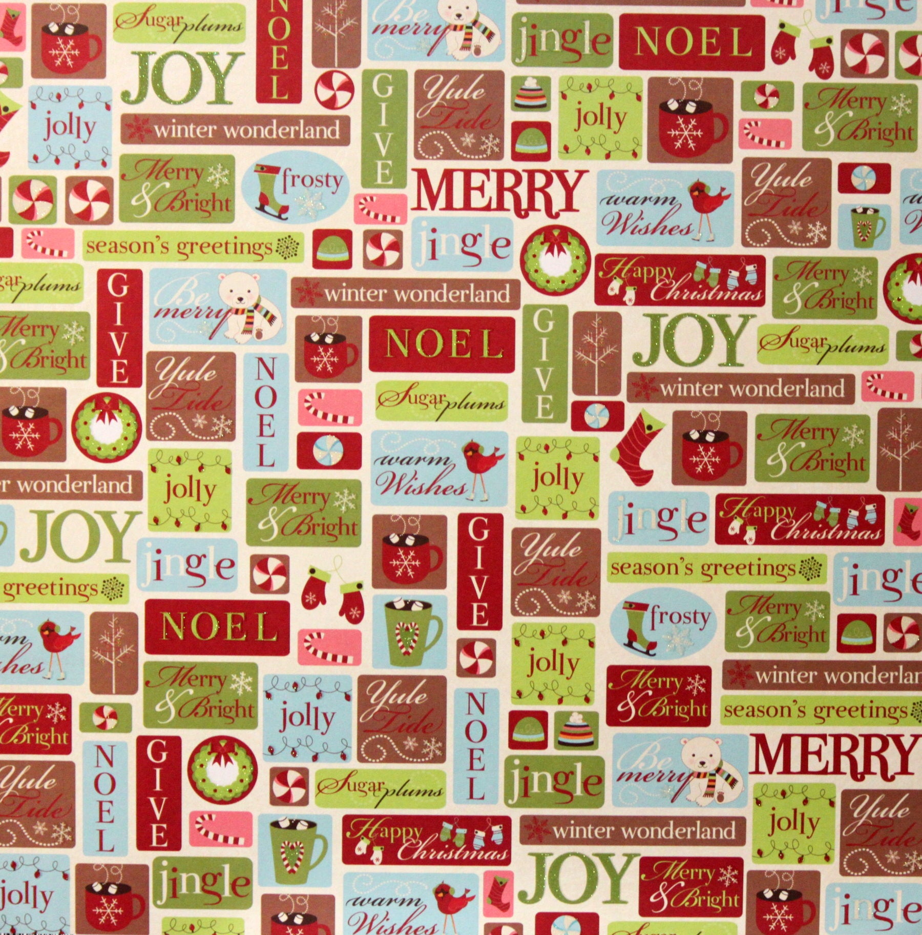 Imaginisce Polar Expressions Jolly Jingle 12 x 12 Double-Sided Light Cardstock Paper