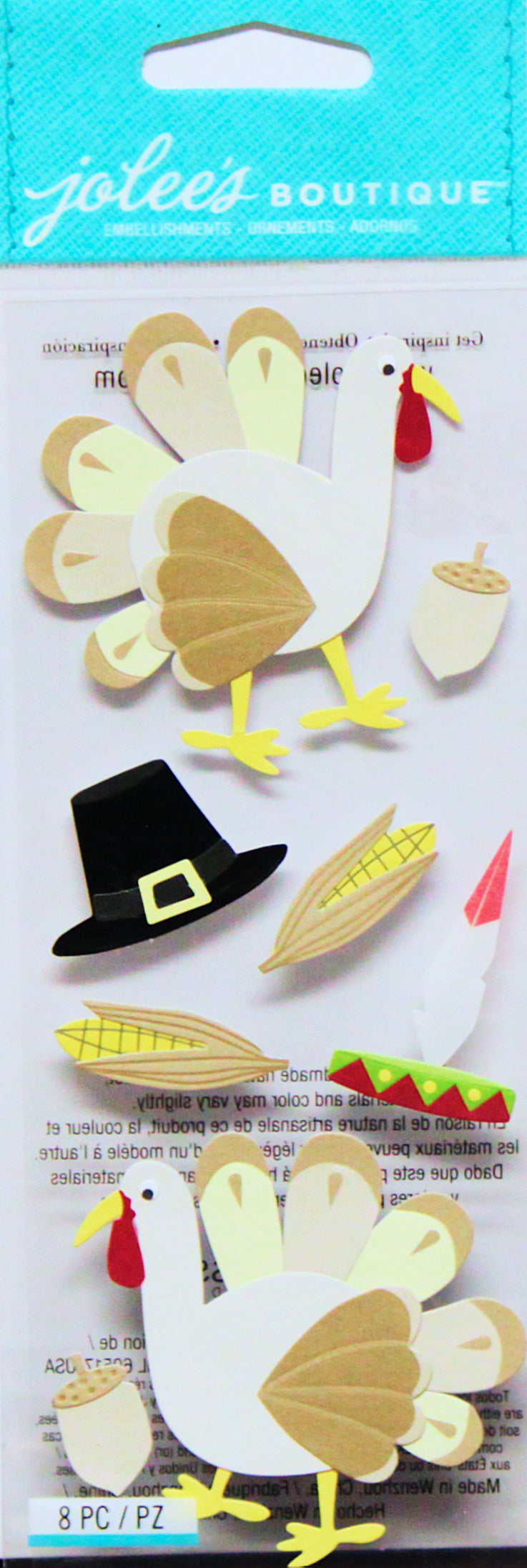 Jolee's Boutique Thanksgiving Turkey Embellishment Stickers