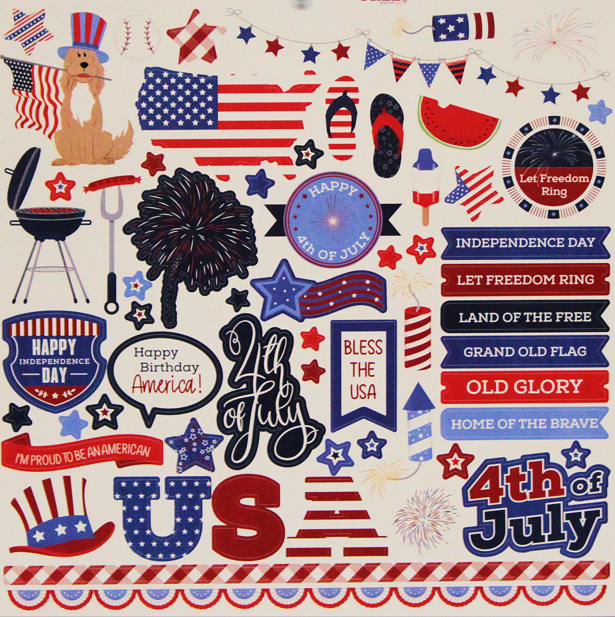 Photoplay 12 x 12 Land Of The Free Element Sticker Sheet