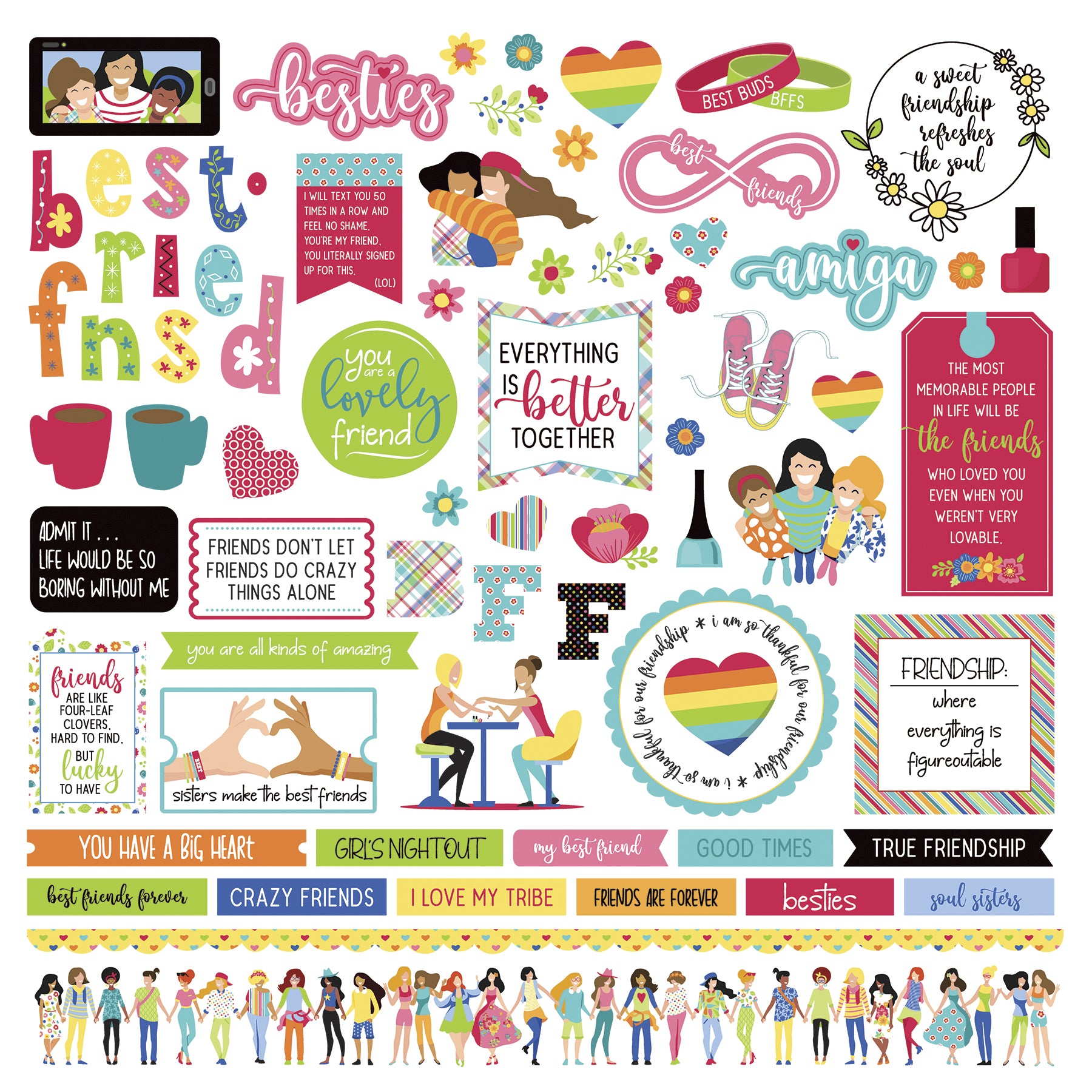 Photoplay Best Friends 12 x 12 Element Sticker Sheet